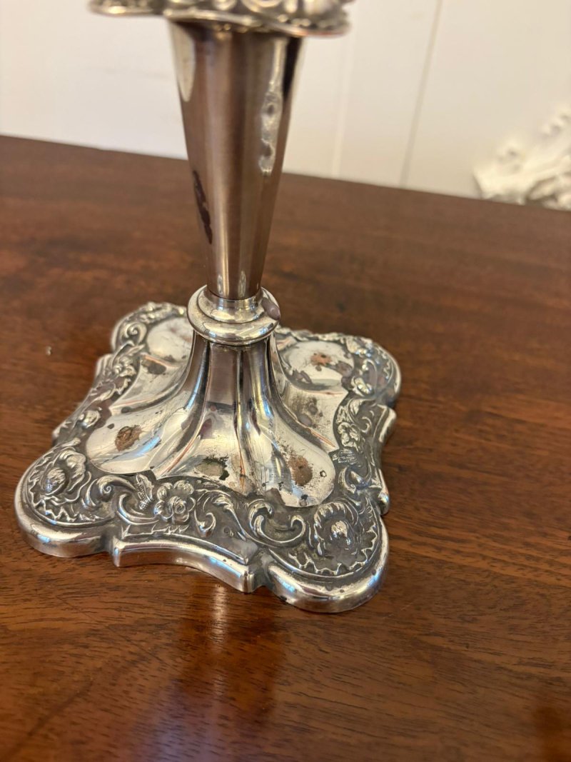 Pair of Antique Edwardian Quality Sheffield Silver Plated Candlesticks - Image 5